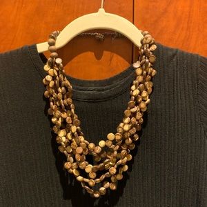 Brown flat bead, tiered necklace